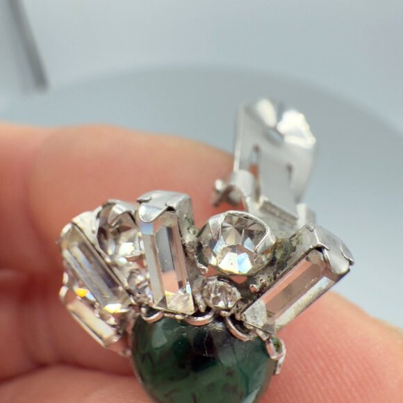 Vintage Christian Dior For Kramer Gripoix Rhinestone Earrings Note - Picture 10 of 14